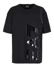 T-Shirt donna nera stile boyfriend con maxi logo frontale | EA7 T-Shirt donna nera stile boyfriend con maxi logo frontale | EA7