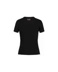 T-Shirt donna nera con logo frontale effetto neon | EA7 T-Shirt donna nera con logo frontale effetto neon | EA7