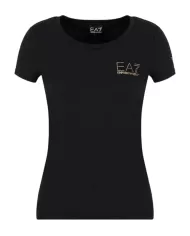 T-Shirt donna bianca in misto cotone con logo borchiato | EA7 T-Shirt donna bianca in misto cotone con logo borchiato | EA7