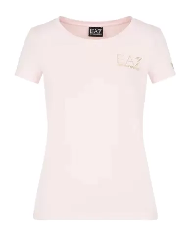 T-Shirt donna bianca in misto cotone con logo borchiato | EA7 T-Shirt donna bianca in misto cotone con logo borchiato | EA7