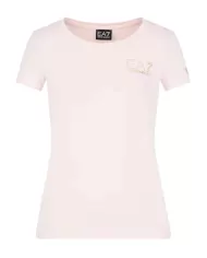 T-Shirt donna bianca in misto cotone con logo borchiato | EA7 T-Shirt donna bianca in misto cotone con logo borchiato | EA7