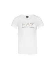 T-Shirt donna bianca in tessuto misto modal con logo ricamato | EA7 T-Shirt donna bianca in tessuto misto modal con logo ricamato | EA7