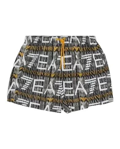 Boxer uomo black monogram con coulisse in vita e logo all-over | EA7 Boxer uomo black monogram con coulisse in vita e logo all-over | EA7