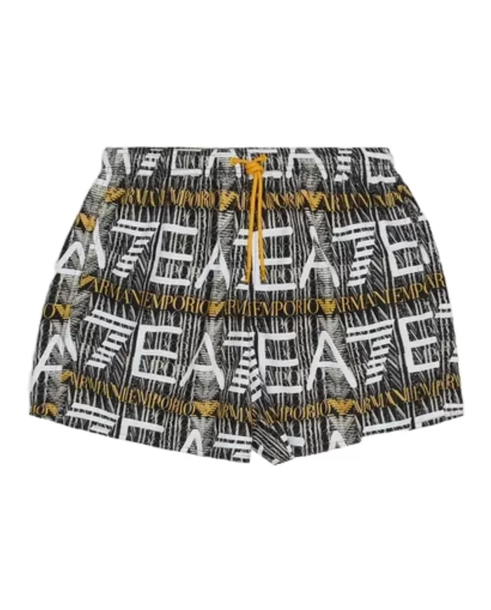 Boxer uomo black monogram con coulisse in vita e logo all-over | EA7 Boxer uomo black monogram con coulisse in vita e logo all-over | EA7