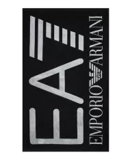 Telo uomo nero in cotone con maxi logo a contrasto | EA7