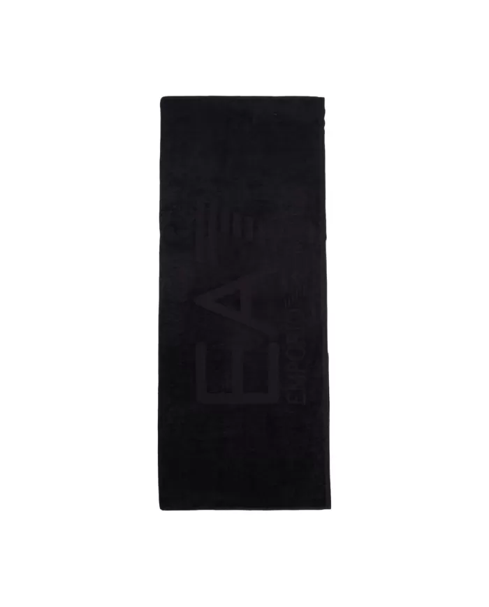 Telo mare uomo nero 100% cotone con logo | EA7 Telo mare uomo nero 100% cotone con logo | EA7