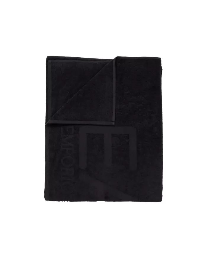 Telo mare uomo nero 100% cotone con logo | EA7 Telo mare uomo nero 100% cotone con logo | EA7