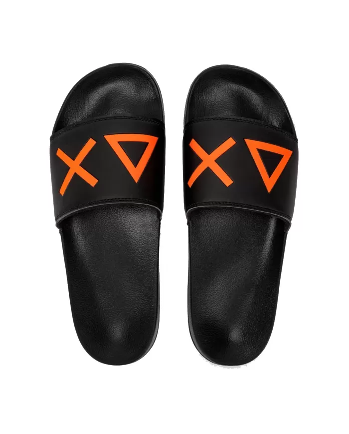 Ciabatte uomo nere con logo fluo e dettagli logati | SUN68 Ciabatte uomo nere con logo fluo e dettagli logati | SUN68