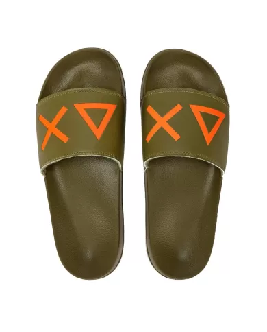 Ciabatte uomo militare con logo fluo e dettagli logati | SUN68