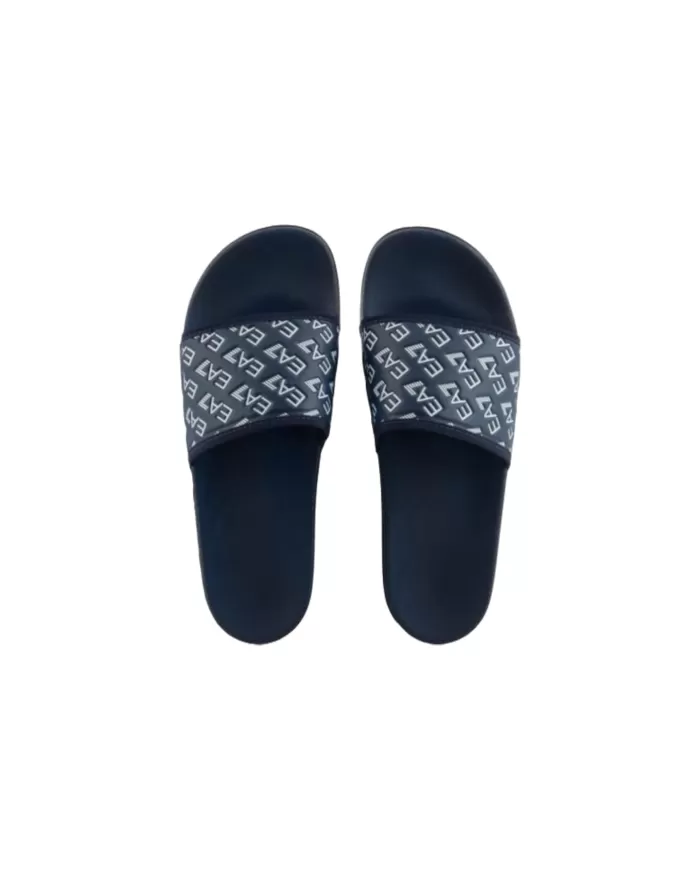 Ciabatte uomo navy/white in pvc antiscivolo con Logo all-over | EA7 Ciabatte uomo navy/white in pvc antiscivolo con Logo all-over | EA7