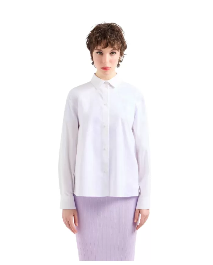 Camicia donna bianca con logo ricamato su retro | ARMANI EXCHANGE Camicia donna bianca con logo ricamato su retro | ARMANI EXCHANGE