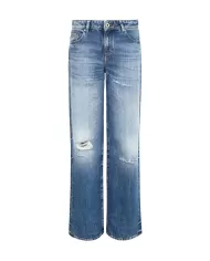 Jeans donna medium indigo stile grunge, logo patch | ARMANI EXCHANGE Jeans donna medium indigo stile grunge, logo patch | ARMANI EXCHANGE