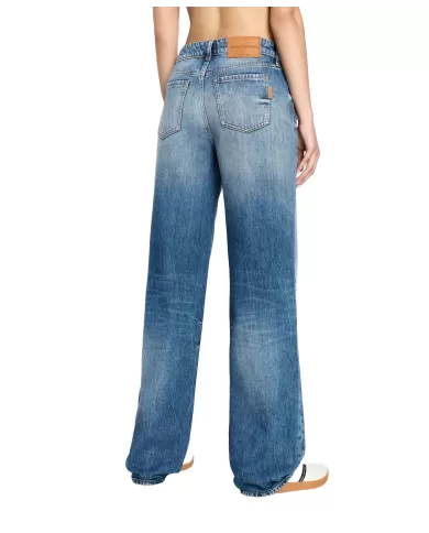 Jeans donna medium indigo stile grunge, logo patch | ARMANI EXCHANGE