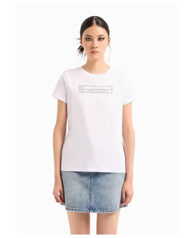 T-Shirt Donna Bianca Con stampa logo E Ricamo | ARMANI EXCHANGE T-Shirt Donna Bianca Con stampa logo E Ricamo | ARMANI EXCHANGE