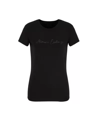T-shirt donna nera con logo glitterato | ARMANI EXCHANGE T-shirt donna nera con logo glitterato | ARMANI EXCHANGE