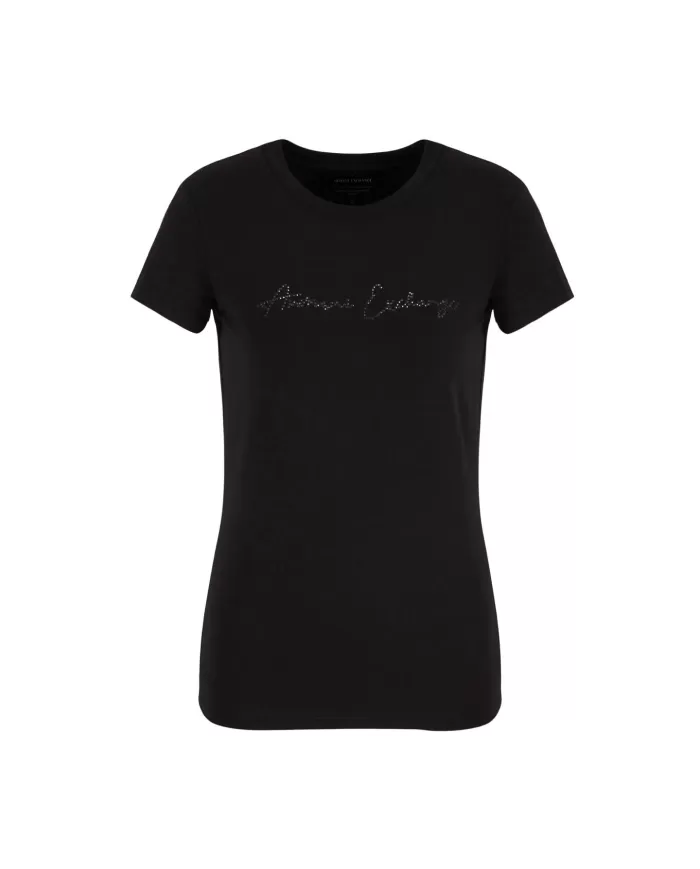 T-shirt donna nera con logo glitterato | ARMANI EXCHANGE T-shirt donna nera con logo glitterato | ARMANI EXCHANGE
