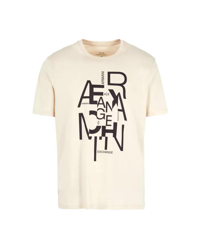 T-Shirt uomo fog con logo stampato in contrasto | ARMANI EXCHANGE T-Shirt uomo fog con logo stampato in contrasto | ARMANI EXCHANGE