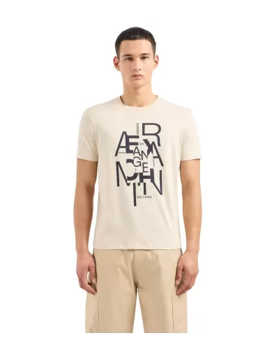 T-Shirt uomo fog con logo stampato in contrasto | ARMANI EXCHANGE T-Shirt uomo fog con logo stampato in contrasto | ARMANI EXCHANGE