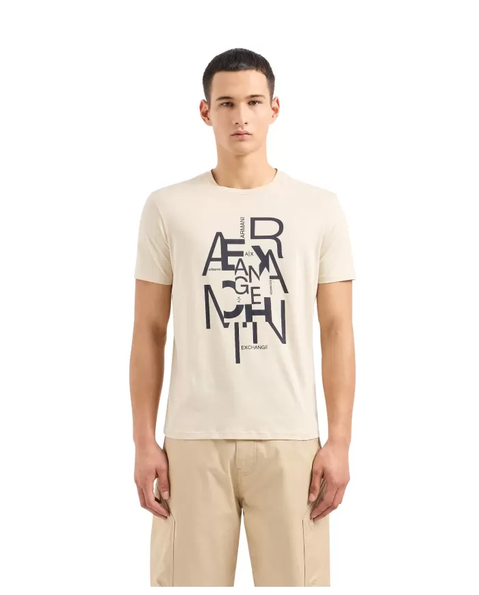 T-Shirt uomo fog con logo stampato in contrasto | ARMANI EXCHANGE T-Shirt uomo fog con logo stampato in contrasto | ARMANI EXCHANGE
