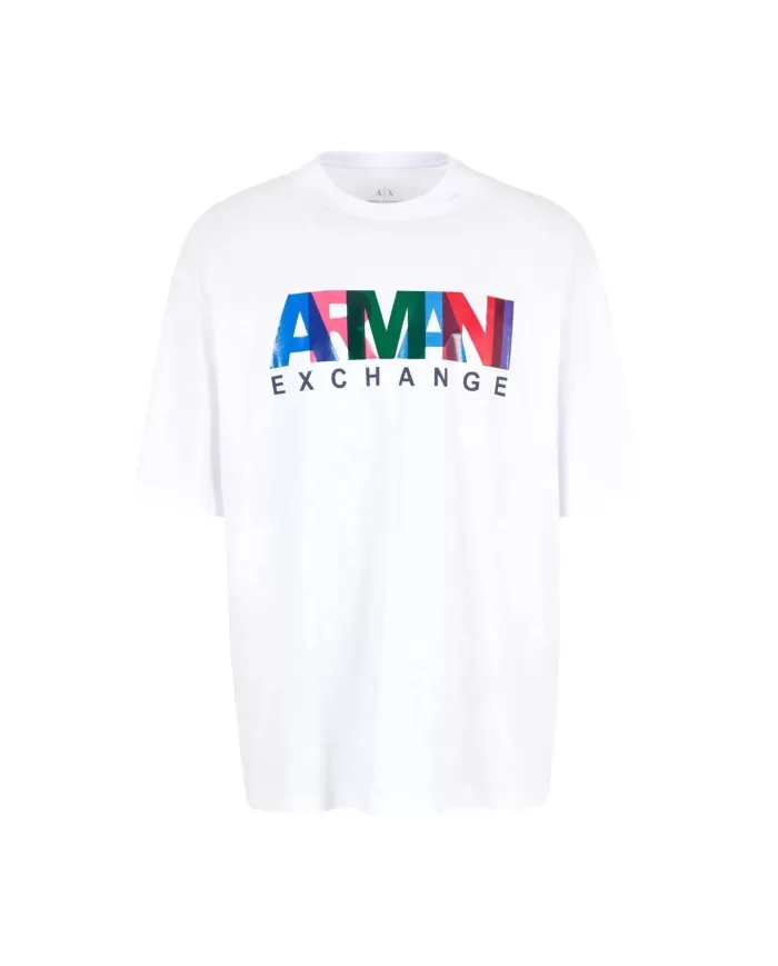 T-Shirt uomo bianca con logo stampato multicolor | ARMANI EXCHANGE T-Shirt uomo bianca con logo stampato multicolor | ARMANI EXCHANGE
