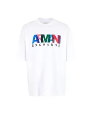 T-Shirt uomo bianca con logo stampato multicolor | ARMANI EXCHANGE