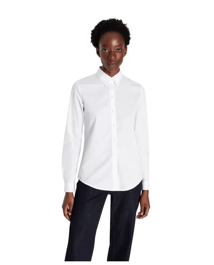 Camicia donna bianca con polsini alle maniche | ARMANI EXCHANGE Camicia donna bianca con polsini alle maniche | ARMANI EXCHANGE