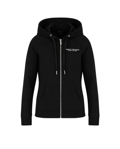 Felpa donna nera con cappuccio e logo avanti | ARMANI EXCHANGE Felpa donna nera con cappuccio e logo avanti | ARMANI EXCHANGE