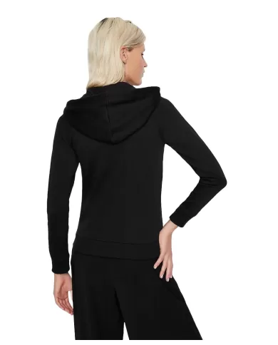 Felpa donna nera con cappuccio e logo avanti | ARMANI EXCHANGE Felpa donna nera con cappuccio e logo avanti | ARMANI EXCHANGE