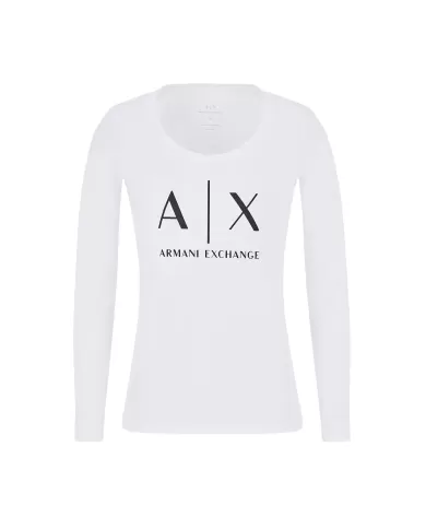 T-Shirt donna bianca maxi logo stampato avanti | ARMANI EXCHANGE T-Shirt donna bianca maxi logo stampato avanti | ARMANI EXCHANGE