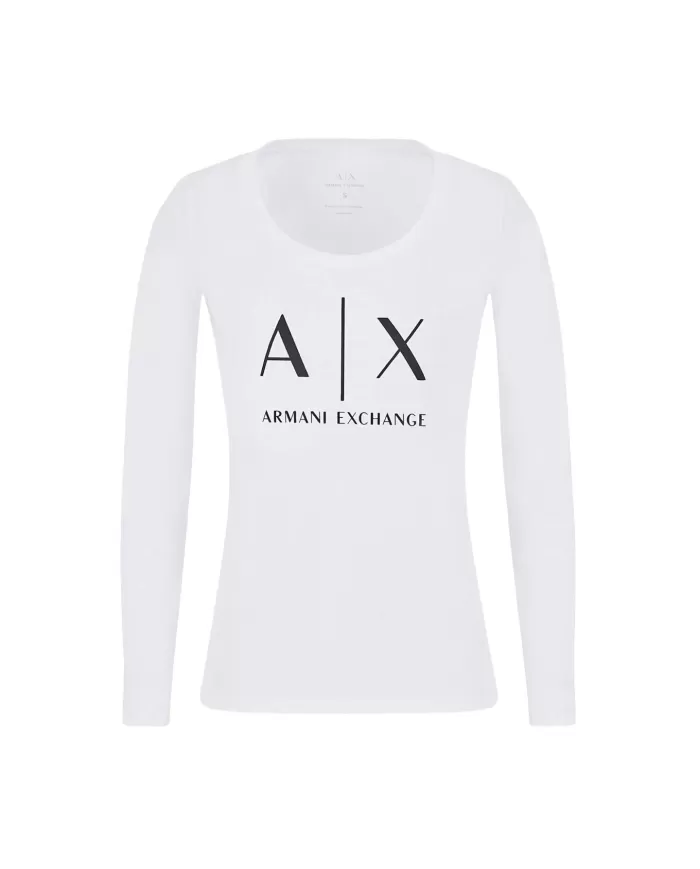 T-Shirt donna bianca maxi logo stampato avanti | ARMANI EXCHANGE T-Shirt donna bianca maxi logo stampato avanti | ARMANI EXCHANGE