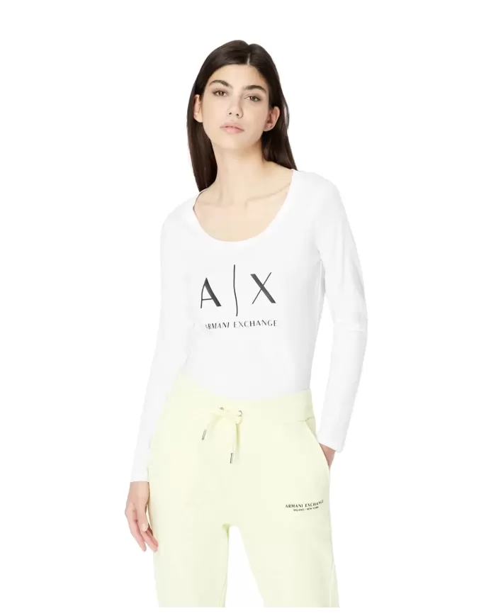 T-Shirt donna bianca maxi logo stampato avanti | ARMANI EXCHANGE T-Shirt donna bianca maxi logo stampato avanti | ARMANI EXCHANGE