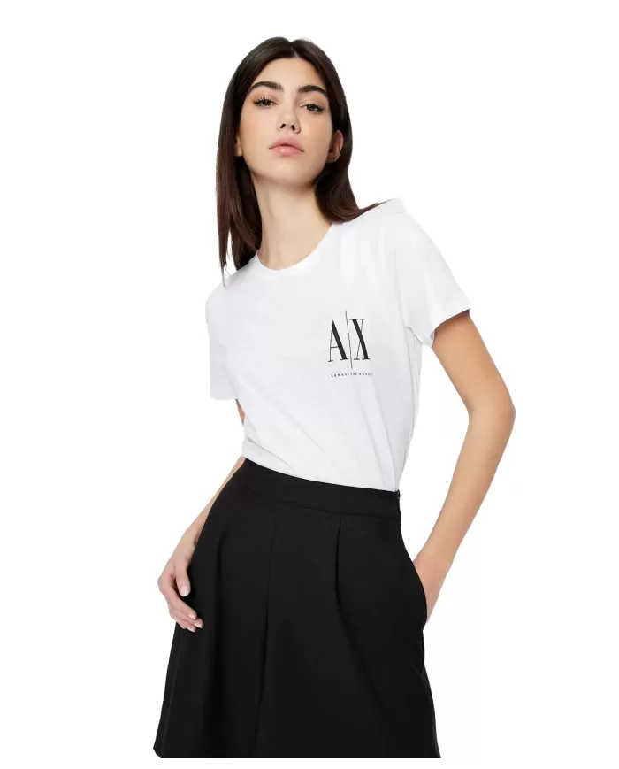 T-Shirt donna white/black print con logo avanti | ARMANI EXCHANGE T-Shirt donna white/black print con logo avanti | ARMANI EXCHANGE