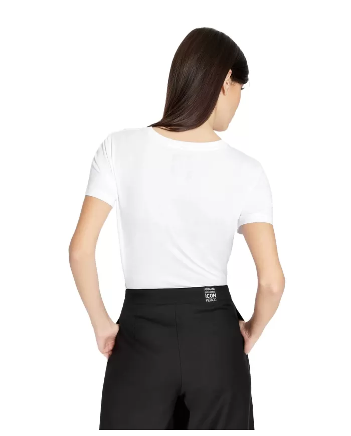 T-Shirt donna white/black print con logo avanti | ARMANI EXCHANGE