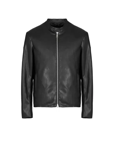 Giacca uomo nera con colletto coreano e logo su zip | ARMANI EXCHANGE Giacca uomo nera con colletto coreano e logo su zip | ARMANI EXCHANGE