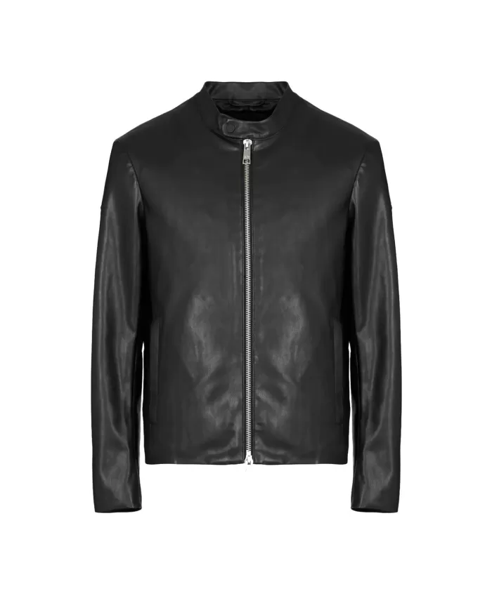 Giacca uomo nera con colletto coreano e logo su zip | ARMANI EXCHANGE Giacca uomo nera con colletto coreano e logo su zip | ARMANI EXCHANGE