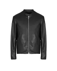 Giacca uomo nera con colletto coreano e logo su zip | ARMANI EXCHANGE