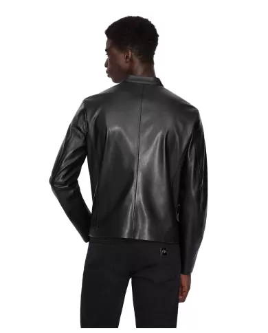 Giacca uomo nera con colletto coreano e logo su zip | ARMANI EXCHANGE Giacca uomo nera con colletto coreano e logo su zip | ARMANI EXCHANGE