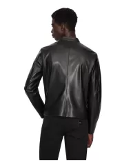 Giacca uomo nera con colletto coreano e logo su zip | ARMANI EXCHANGE