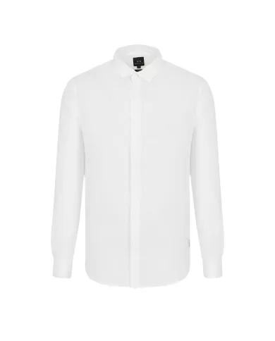 Camicia uomo bianca in lino con polsini | ARMANI EXCHANGE Camicia uomo bianca in lino con polsini | ARMANI EXCHANGE