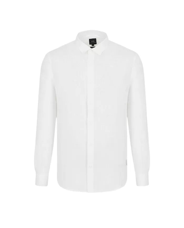 Camicia uomo bianca in lino con polsini | ARMANI EXCHANGE Camicia uomo bianca in lino con polsini | ARMANI EXCHANGE