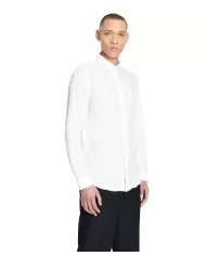 Camicia uomo bianca in lino con polsini | ARMANI EXCHANGE