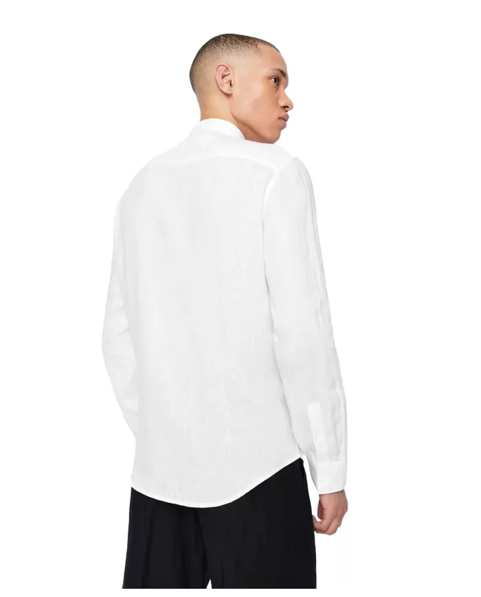 Camicia uomo bianca in lino con polsini | ARMANI EXCHANGE