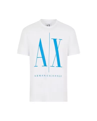 T-Shirt uomo white/dir blue con maxi logo stampato | ARMANI EXCHANGE T-Shirt uomo white/dir blue con maxi logo stampato | ARMANI EXCHANGE