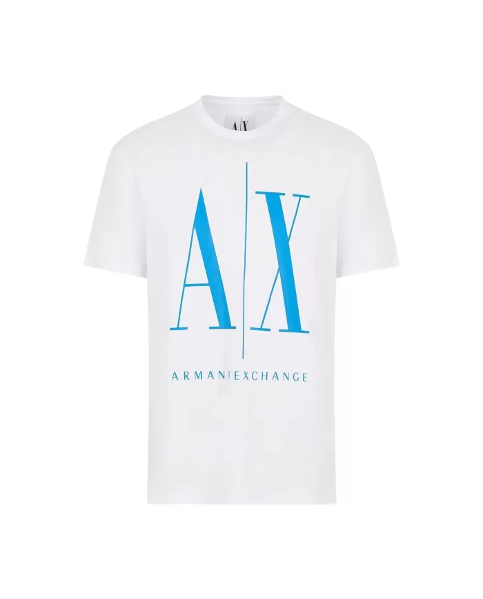 T-Shirt uomo white/dir blue con maxi logo stampato | ARMANI EXCHANGE T-Shirt uomo white/dir blue con maxi logo stampato | ARMANI EXCHANGE