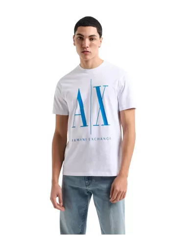 T-Shirt uomo white/dir blue con maxi logo stampato | ARMANI EXCHANGE T-Shirt uomo white/dir blue con maxi logo stampato | ARMANI EXCHANGE