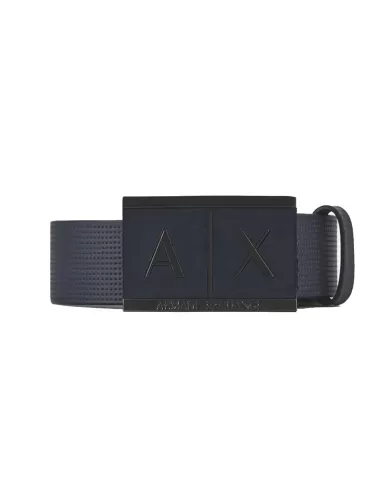 Cinta uomo navy con logo in rilievo su fibbia | ARMANI EXCHANGE