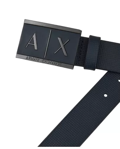 Cinta uomo navy con logo in rilievo su fibbia | ARMANI EXCHANGE