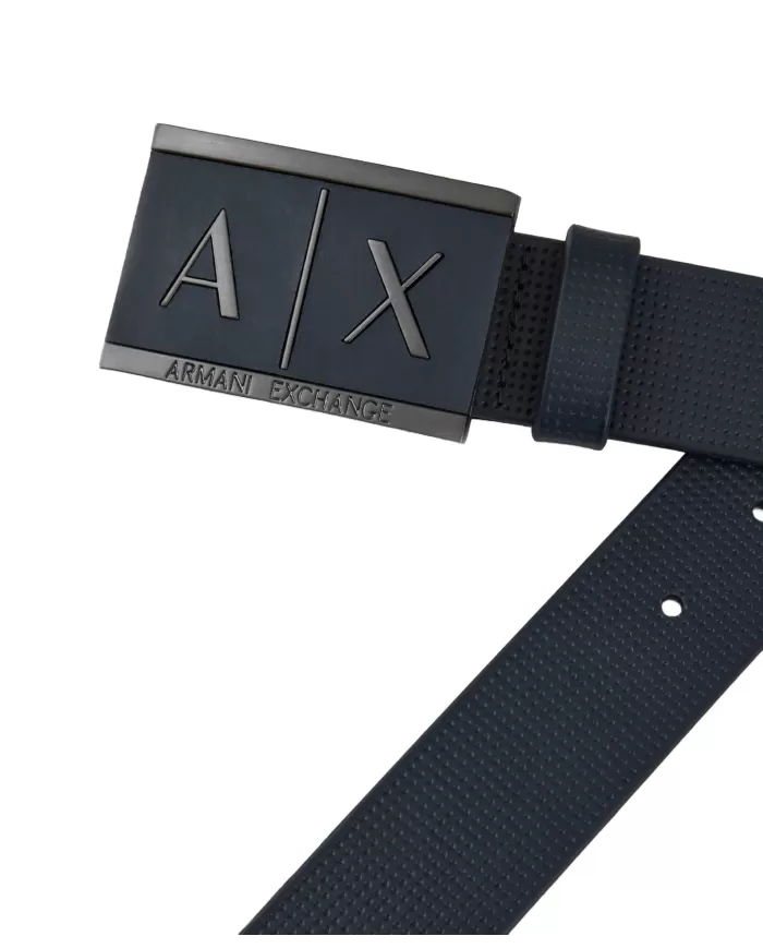 Cinta uomo navy con logo in rilievo su fibbia | ARMANI EXCHANGE