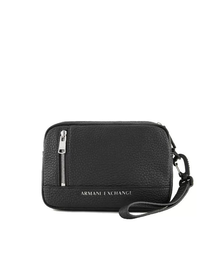 Pochette uomo nera con logo impresso | ARMANI EXCHANGE Pochette uomo nera con logo impresso | ARMANI EXCHANGE