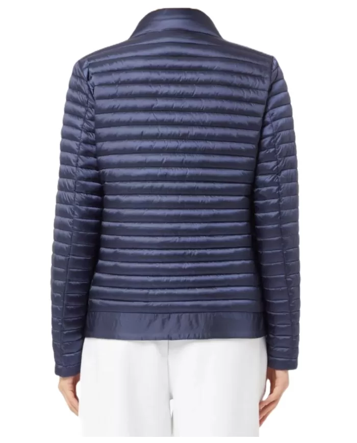 Piumino donna blue black con coletto alto e patch logo | SAVE THE DUCK Piumino donna blue black con coletto alto e patch logo | SAVE THE DUCK